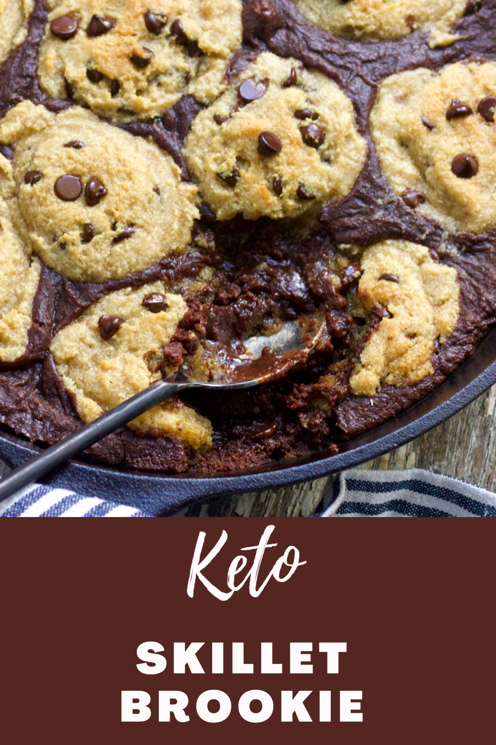 Skillet Brownie Chocolate Chip Cookie (Brookie Recipe) - Kirbie's Craving