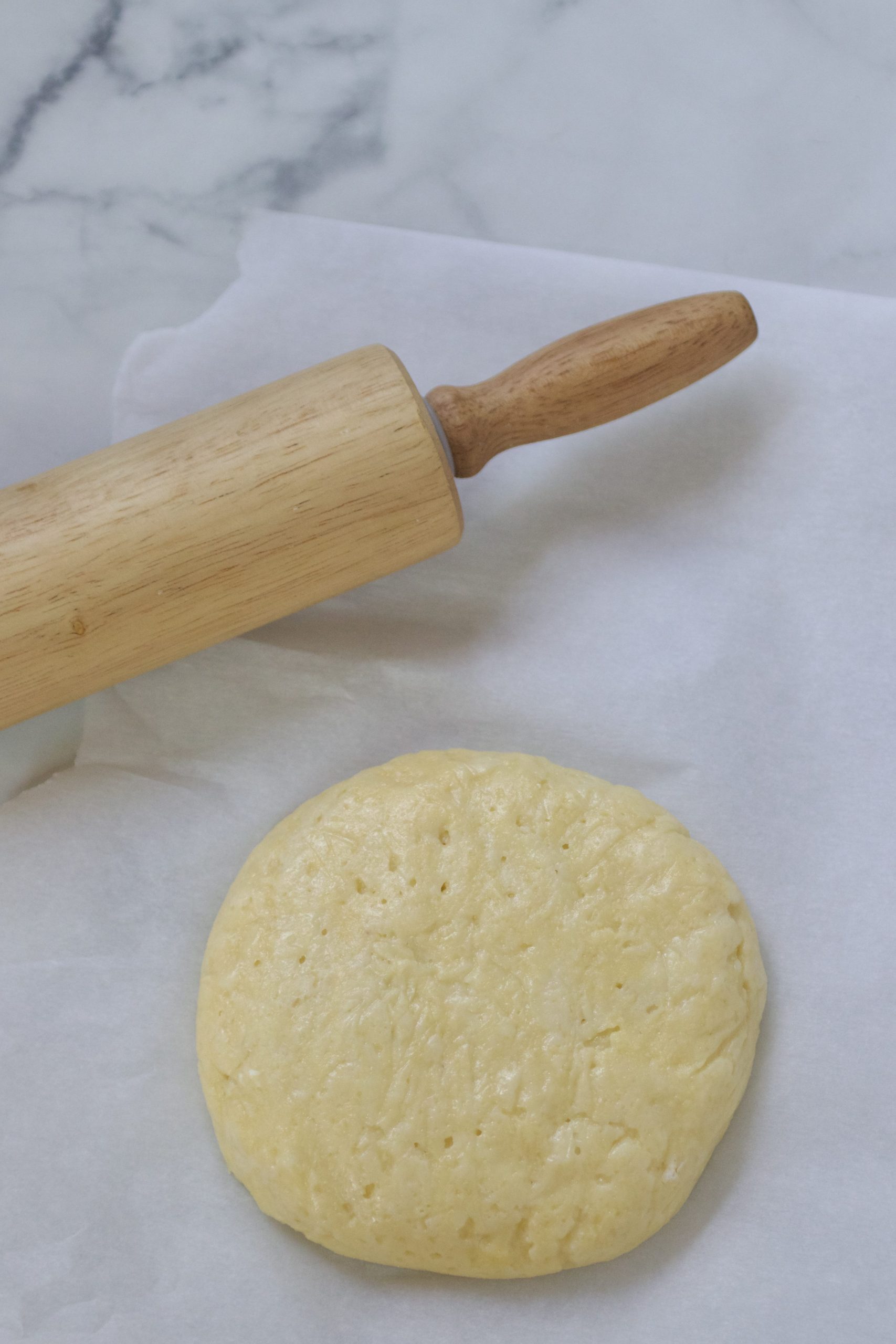 Keto All purpose dough and a rolling pin.