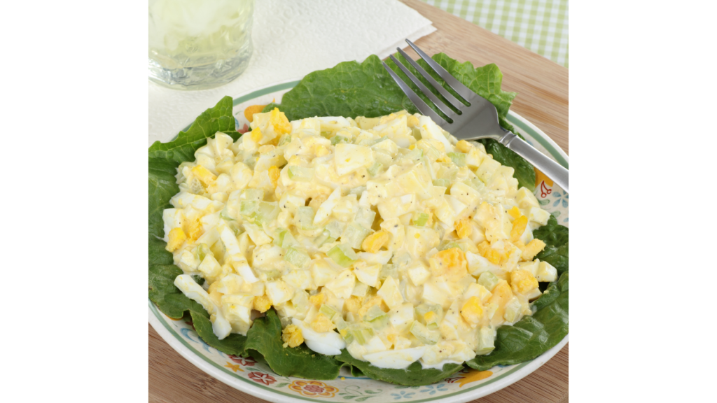 egg salad on a bed of lettuce.