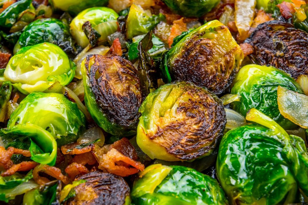 Roasted brussels sprouts with bacon.