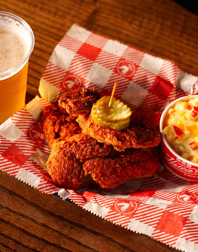A plate of Hattie B's Nashville Hot Chicken.