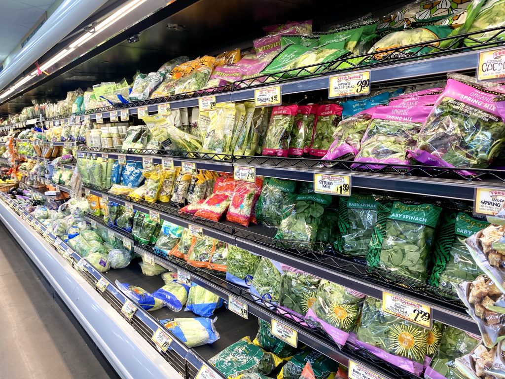 Produce section at grocery store.