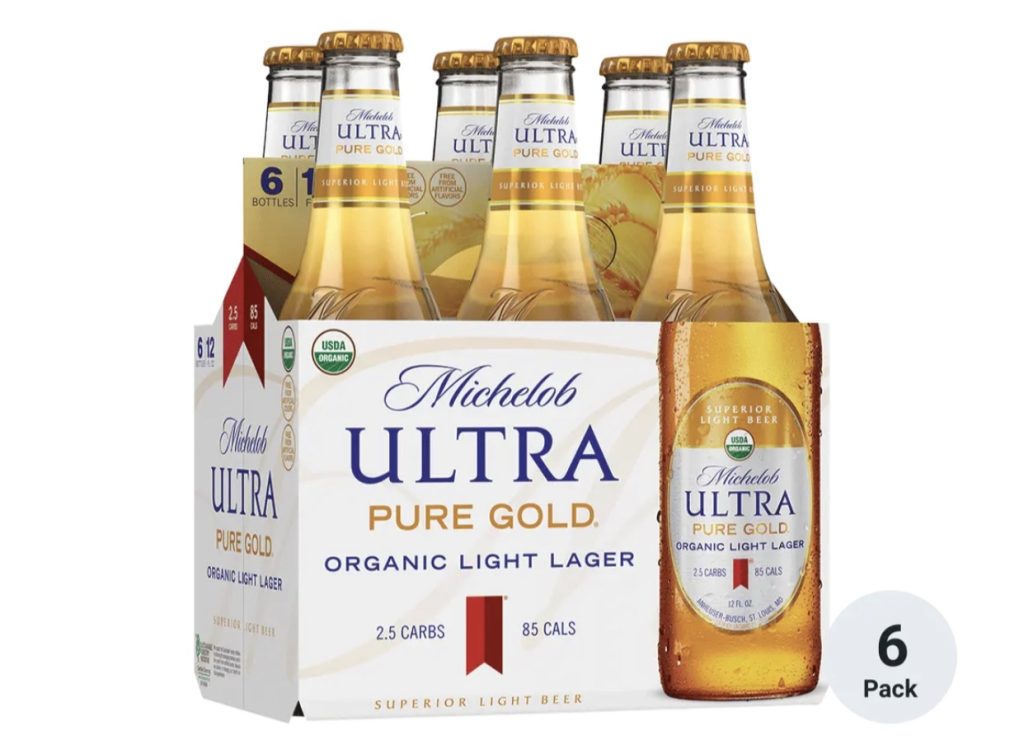 a six pack of michelob ultra beer.