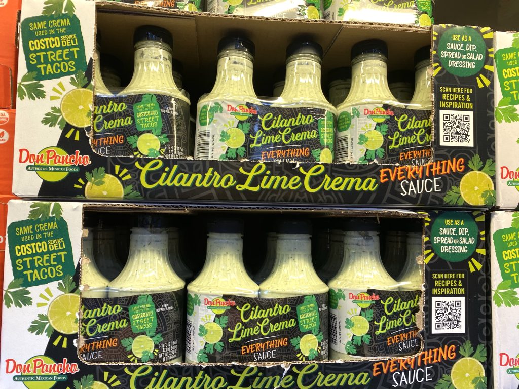 cilantro sauce on grocery shelf.