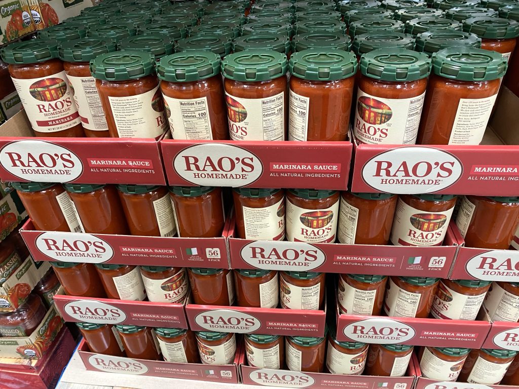 Raos marinara on grocery shelf.