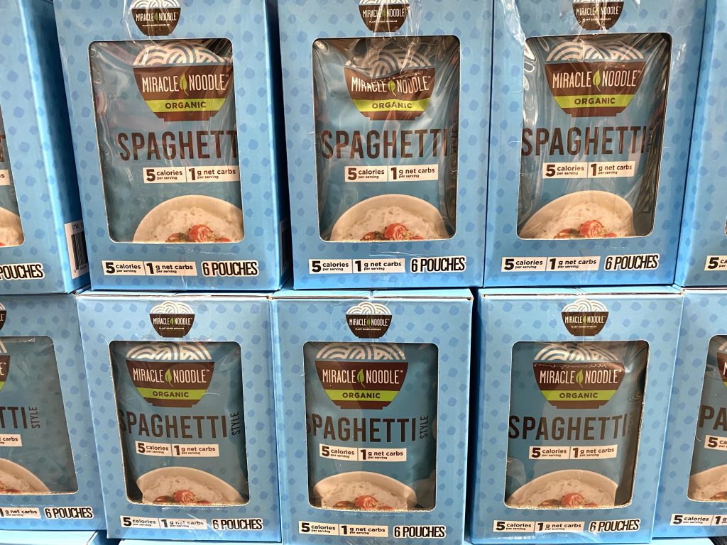 miracle spaghetti on grocery shelf.