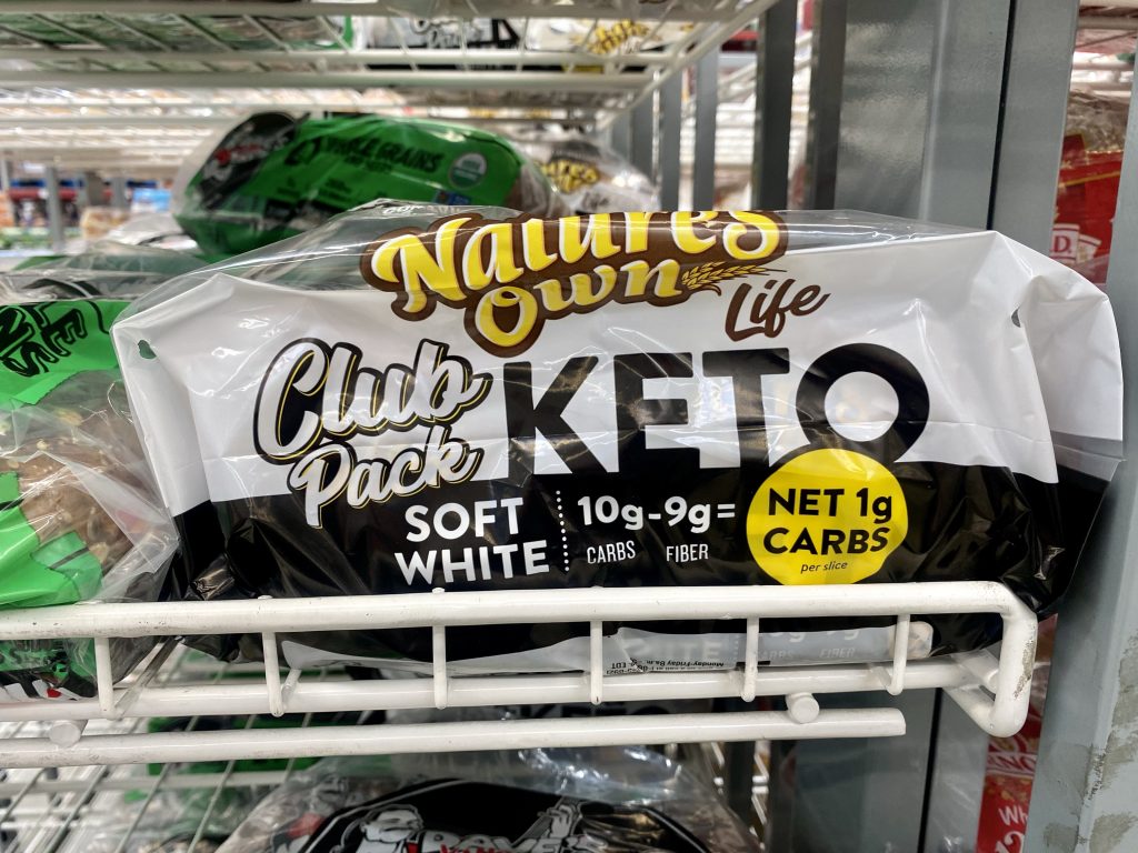 Keto Bread on the grocery store shelf.