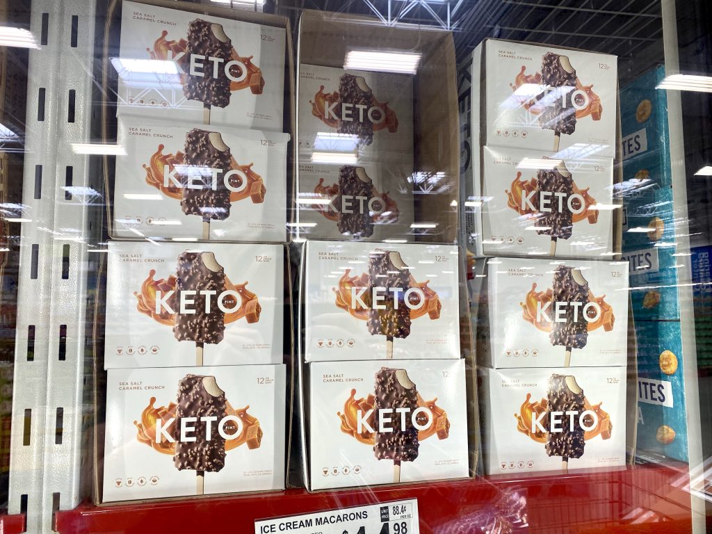 Keto Ice cream in the freezer isle of the grocery.