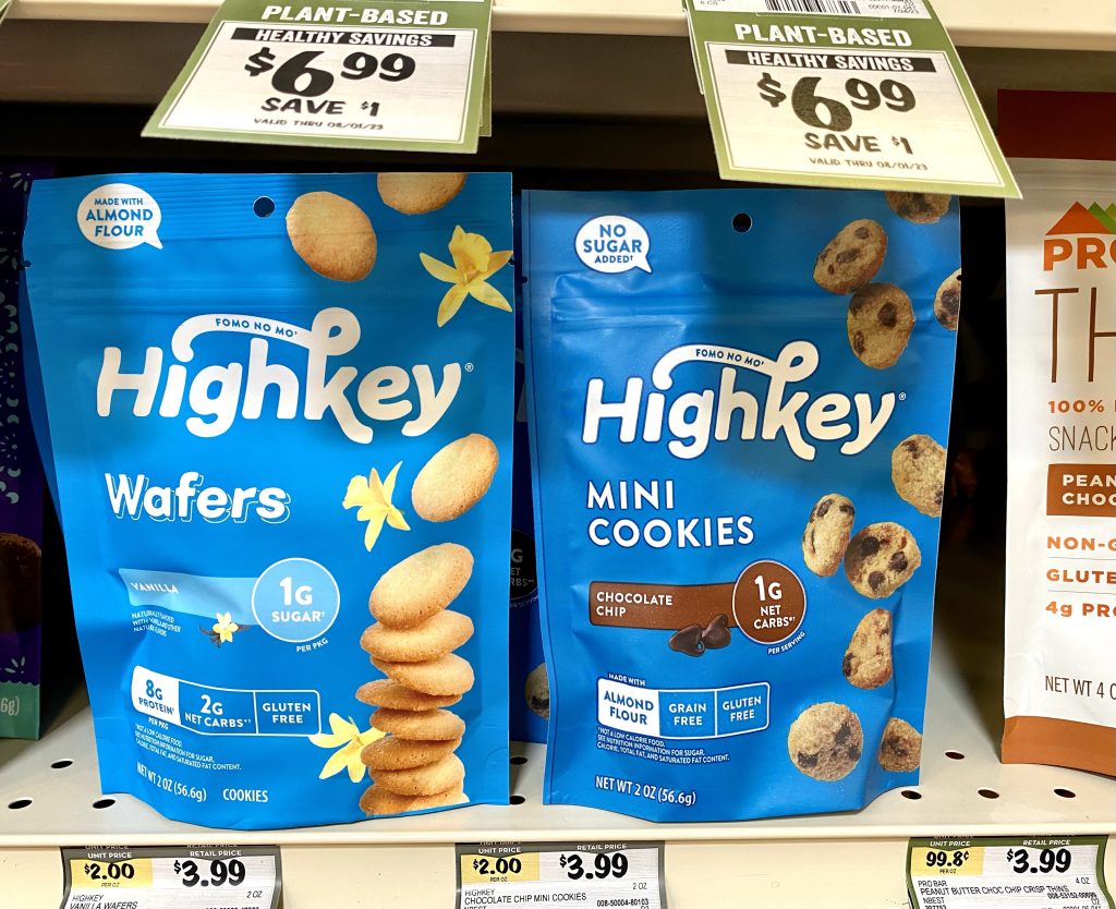 High key cookies on store shelf.