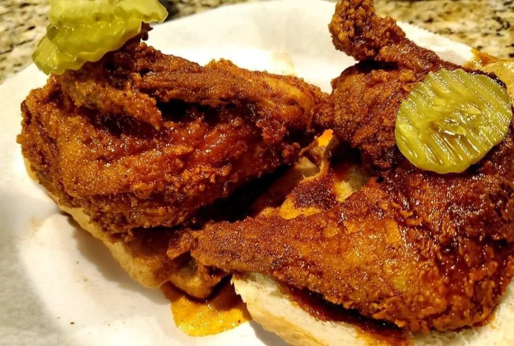 a plate of princes hot chicken.