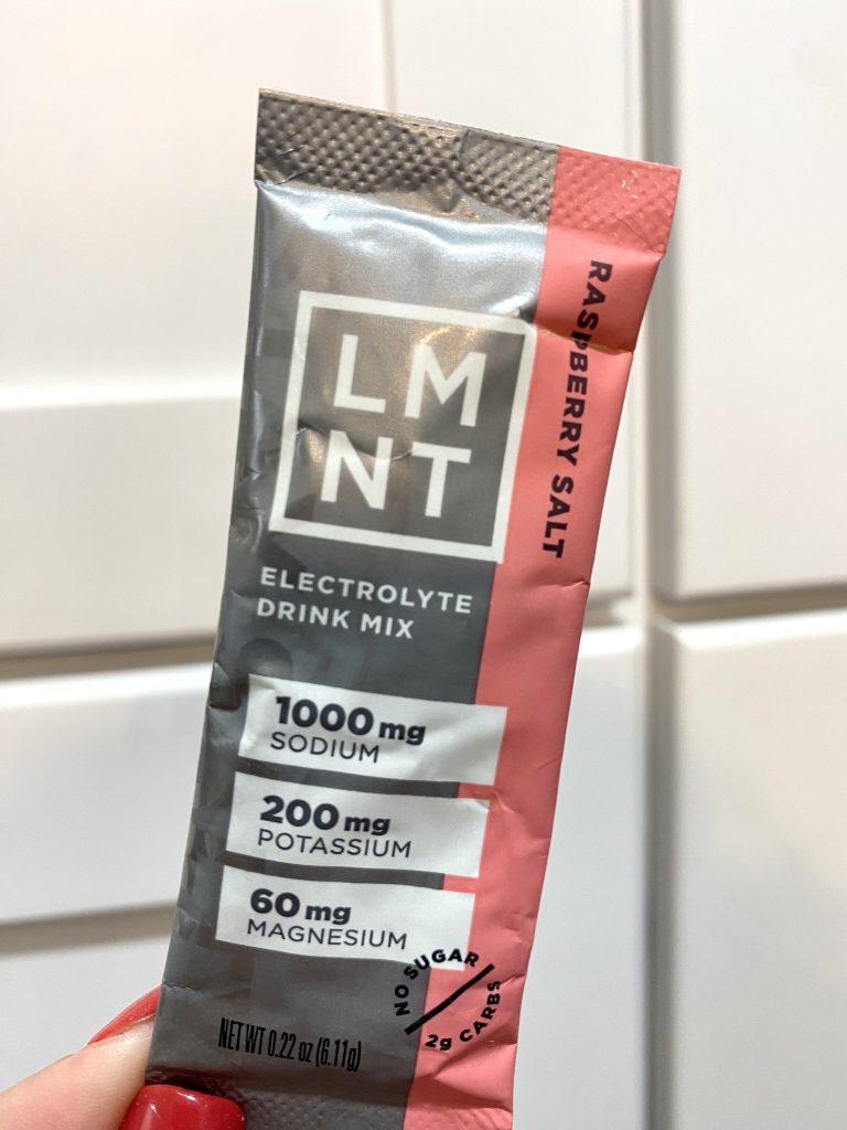 A packet of LMNT electrolytes.