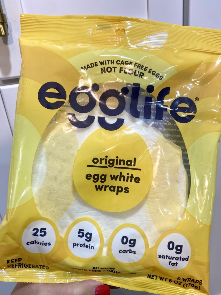 A bag of egglife egg wraps.