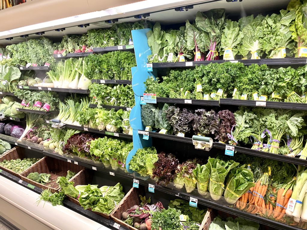 Produce section at grocery store. 