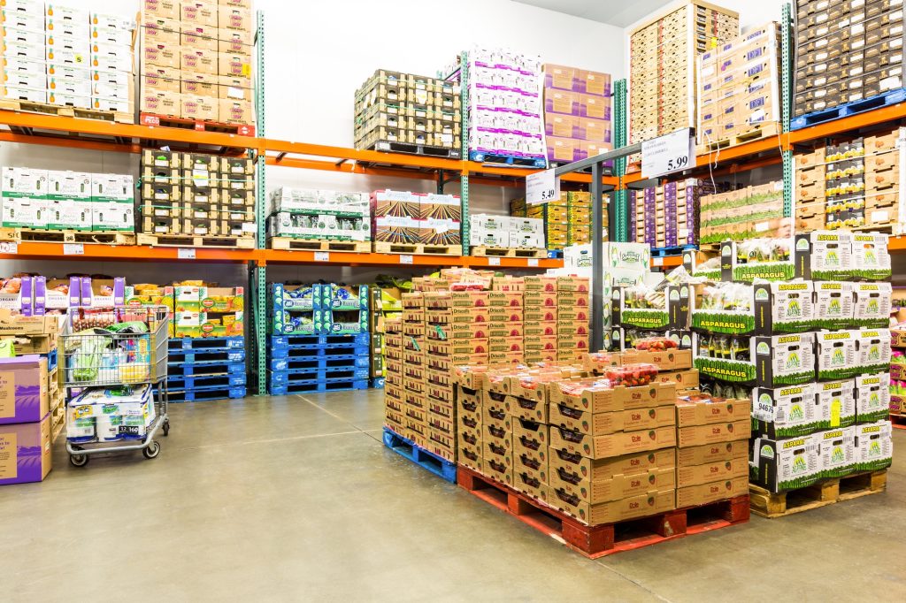 Wholesale club produce section.