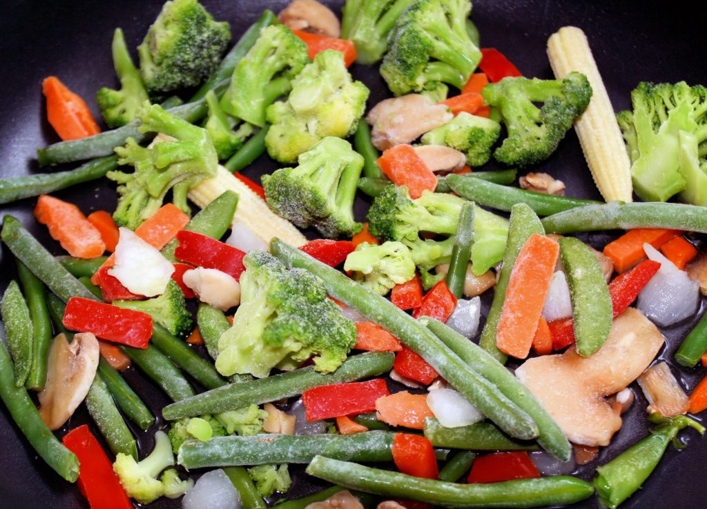 Frozen mixed vegetables.