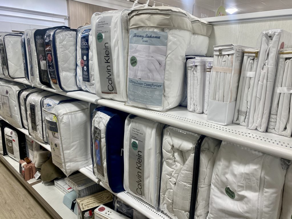 Bedding isle at homegoods.