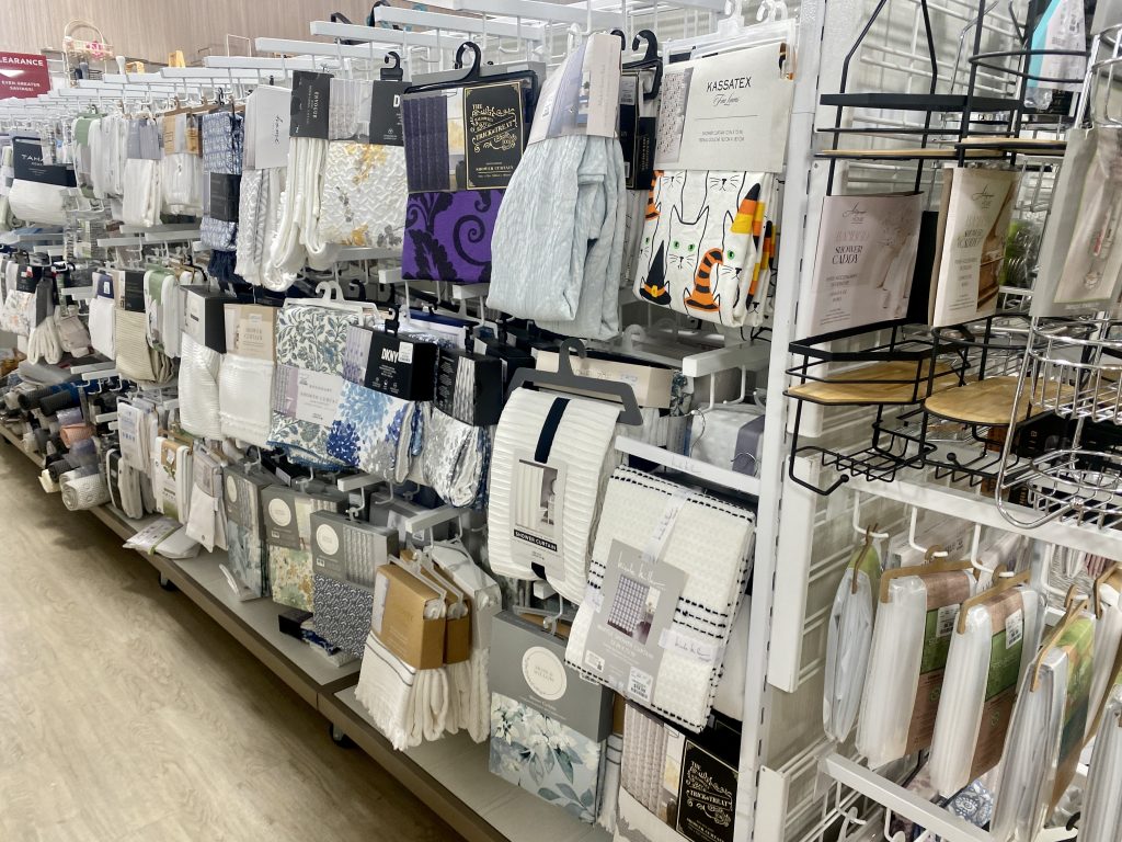 shower curtains isle at homegoods.