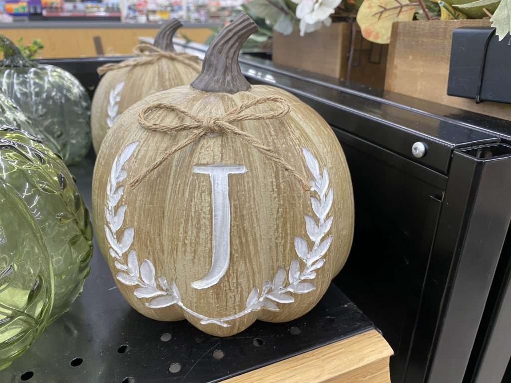 monogrammed pumpkin at big lots.