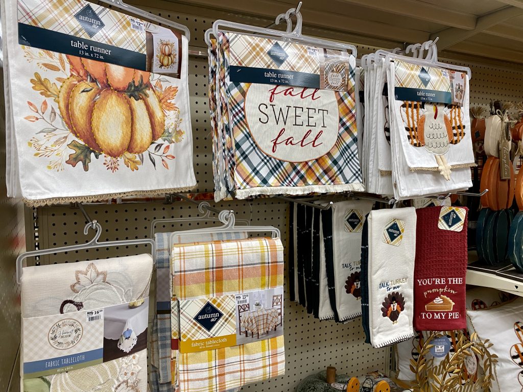 Fall table decor and runners at big lots.
