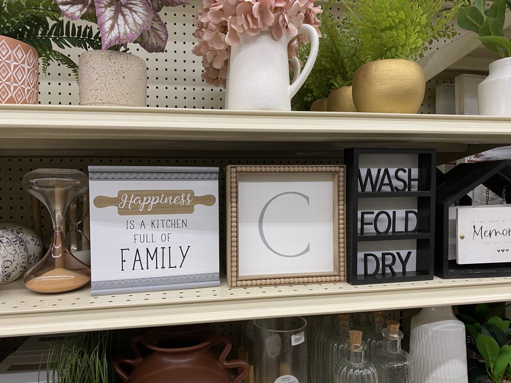 small table decor on store shelf.