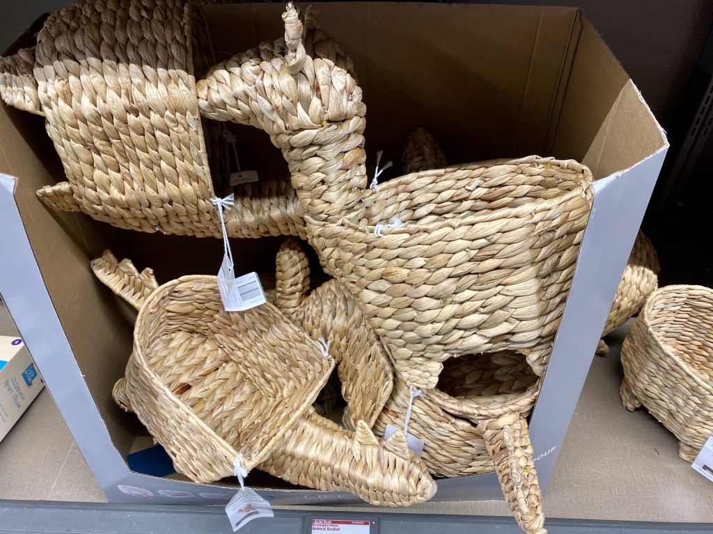 Baskets for sale at store.