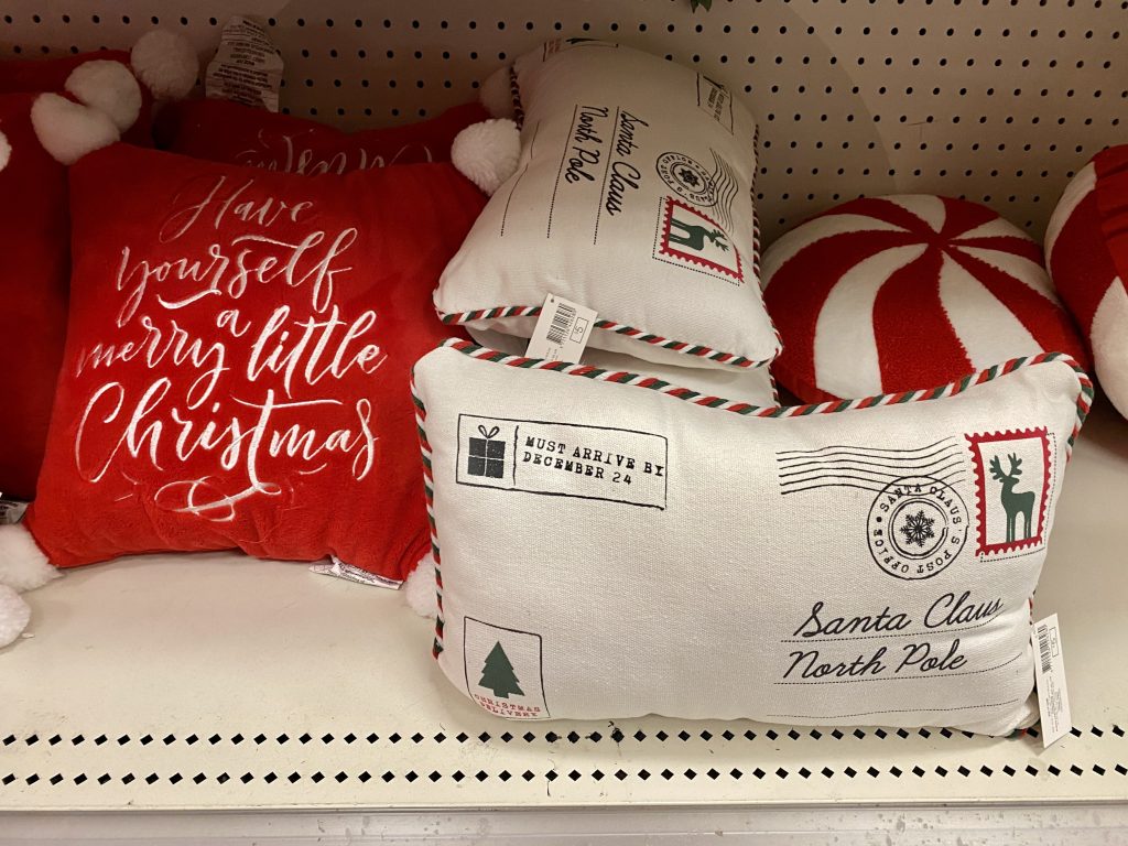 Christmas throw pillows at Target.