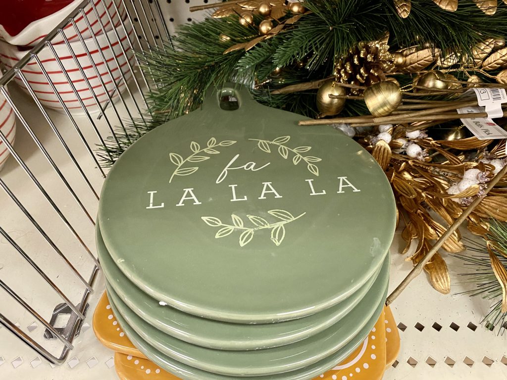 Christmas glass plate decor at target.