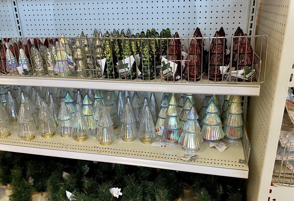 Decorative christmas trees, glass at target.