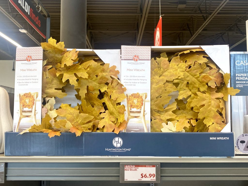 Fall leaves wreath at aldi.