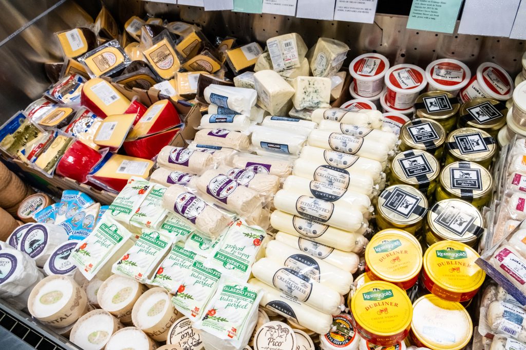 Cheese isle at grocery store.