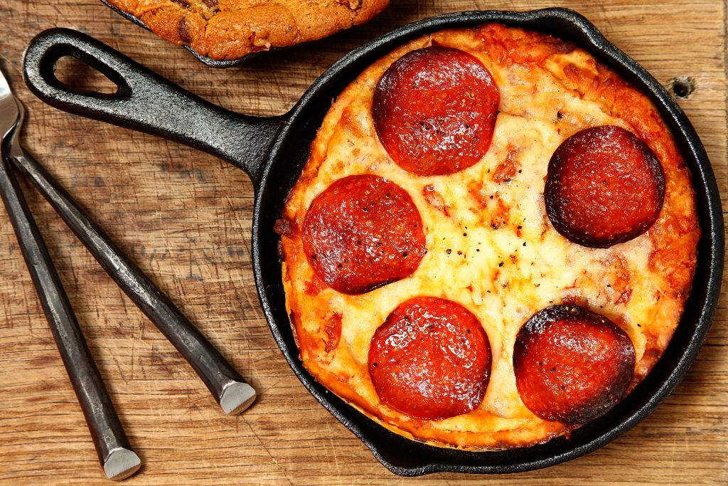 personal pizza in a small skillet.