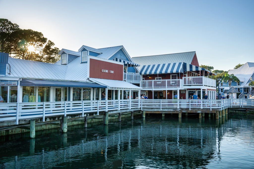 A building over water in hilton head island.  The sign reads, general store.