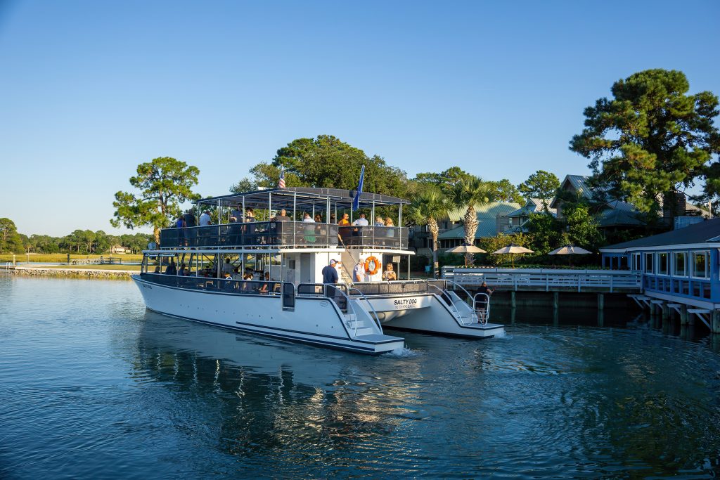 a boat going on a sunset cruise, hilton head island South Carolina.