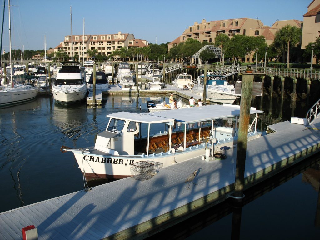 A boat in the harbour hilton head, south carolina.