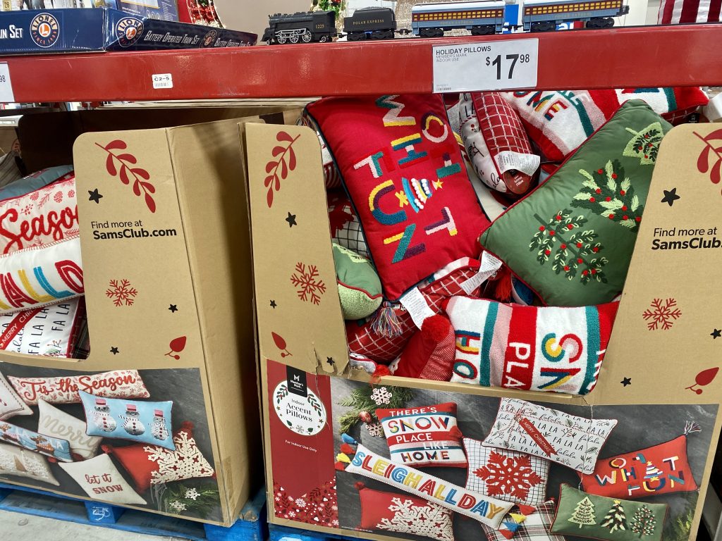 Christmas throw pillows at sam's club.