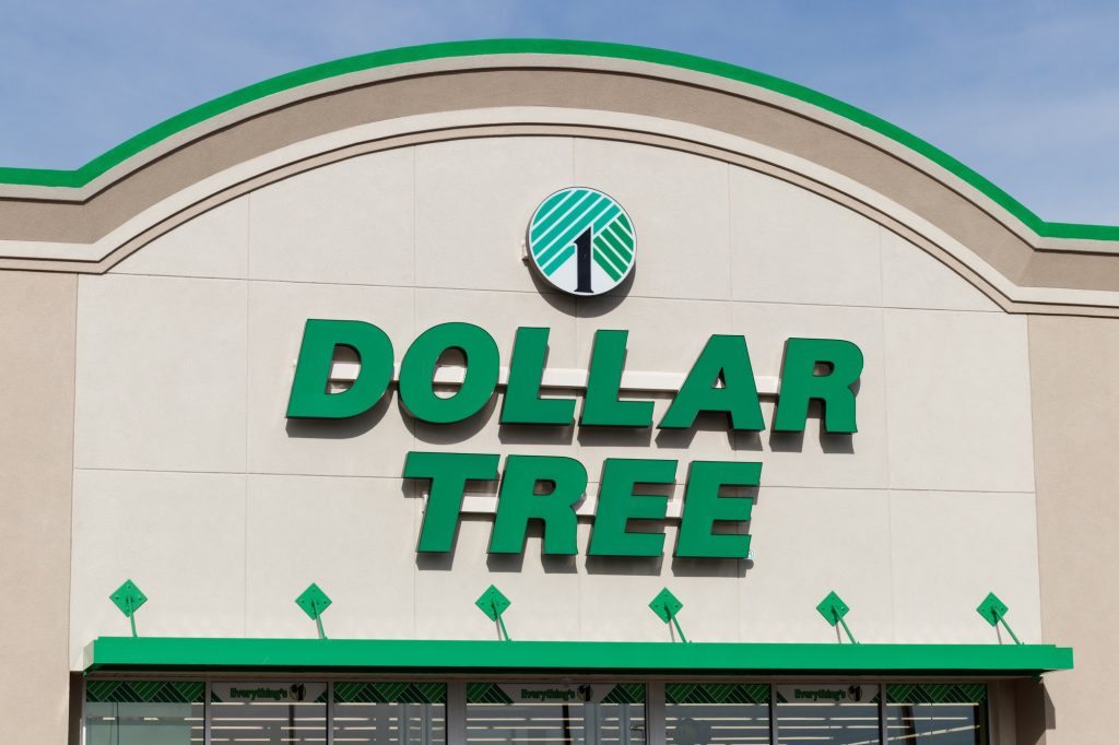 Front of the building, Dollar Tree.