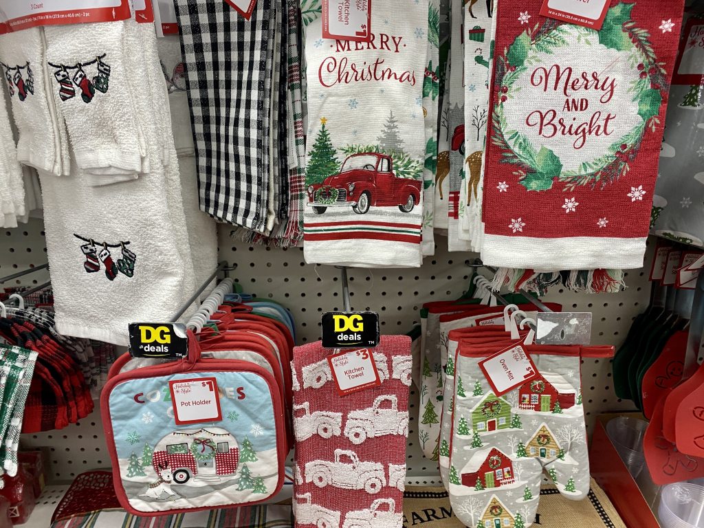 holiday Hand towels and oven mitts at dollar general 