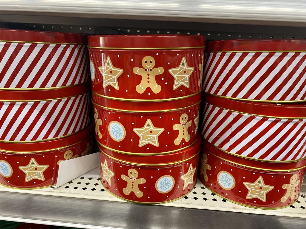 Candy tins for holidays at dollar general.