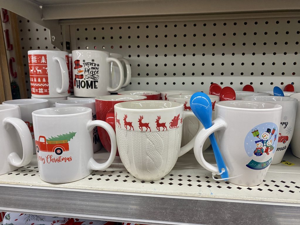 holiday mugs at dollar general.