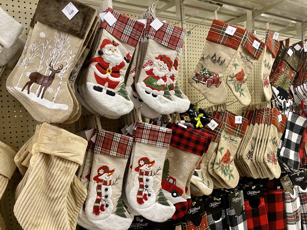 Christmas stockings at hobby lobby.