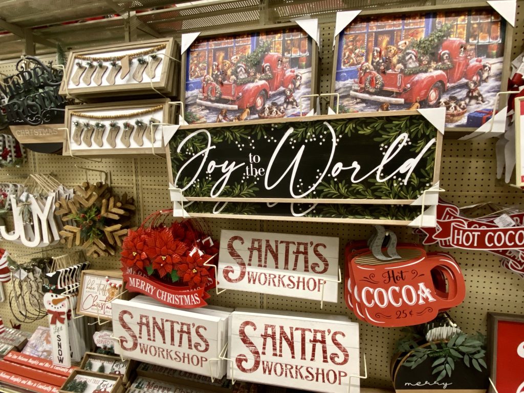 Christmas wall signs at hobby lobby.