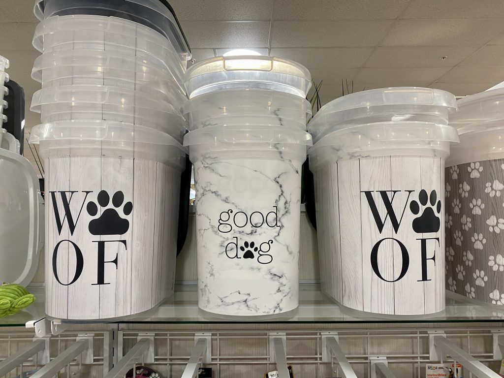 Dog food storage containers at homegoods.