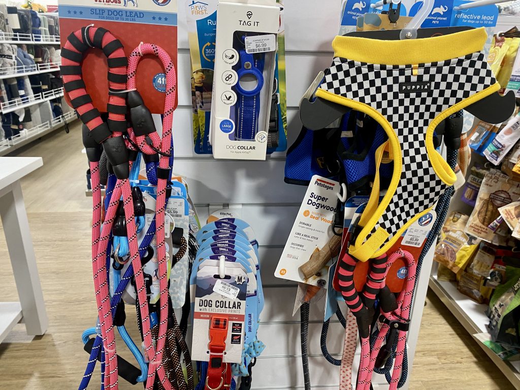 Dog leashes and collars at Homegoods.