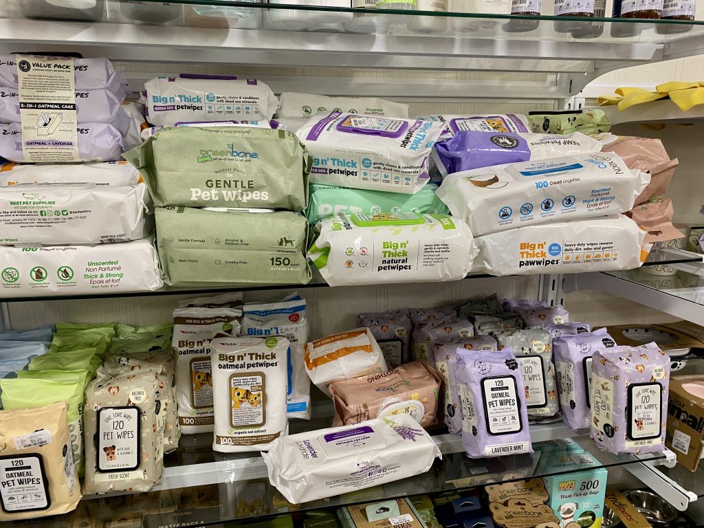 Pet wipes at home goods. 