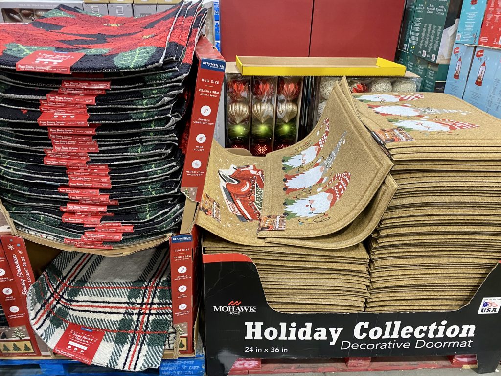 Christmas doormats at Costco.