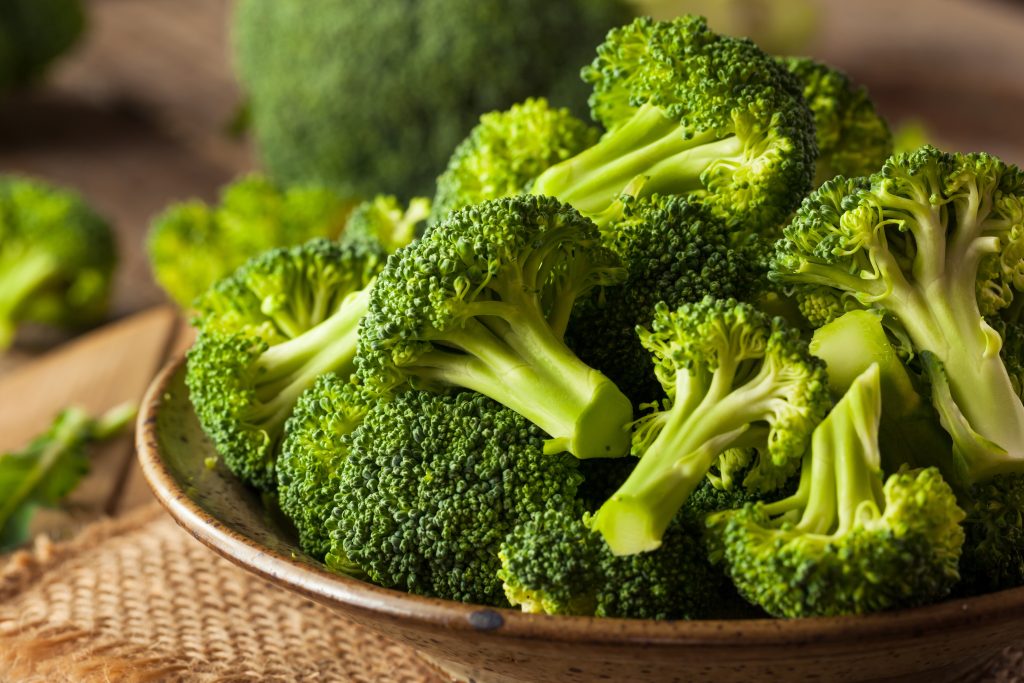 a bowl of broccoli florets.