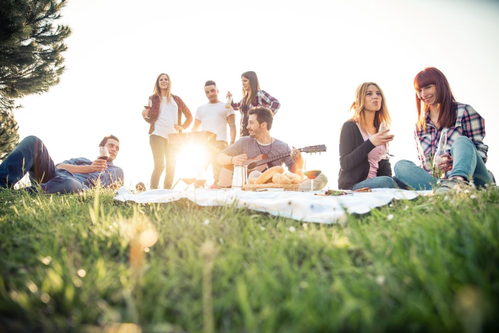 Friends at an outdoor picnic.